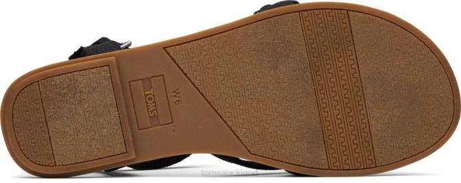 Women Black Linen Toms Lexie Sandal Shoes R26T266