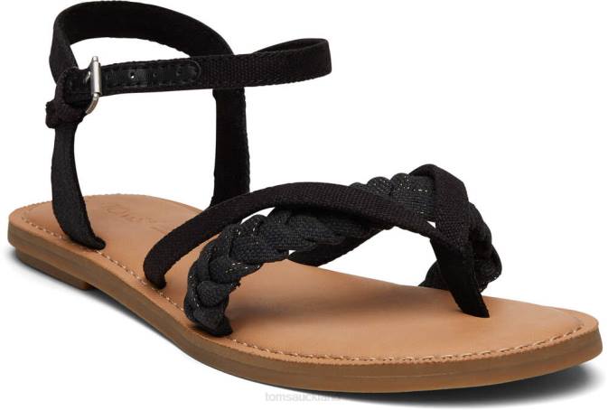 Women Black Linen Toms Lexie Sandal Shoes R26T266