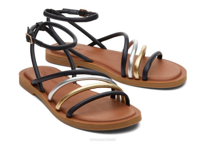 Women Black Multi Leather Toms Willa Sandal Shoes R26T253