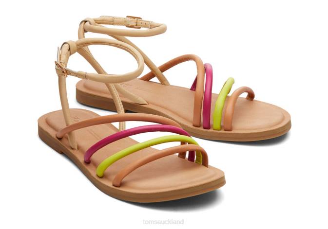 Women Honey Beige Multi Leather Toms Willa Sandal Shoes R26T252