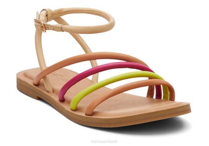 Women Honey Beige Multi Leather Toms Willa Sandal Shoes R26T252