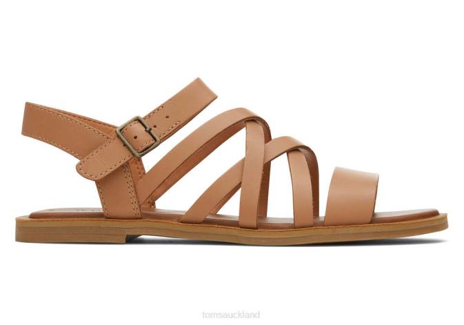 Women Sandy Beige Leather Toms Sephina Sandal Shoes R26T250