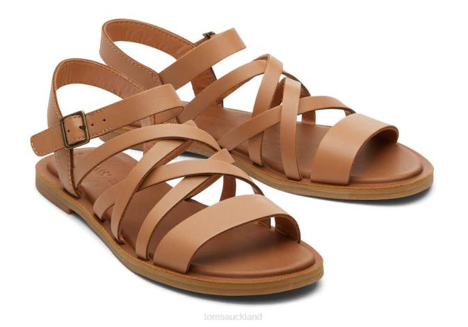 Women Sandy Beige Leather Toms Sephina Sandal Shoes R26T250