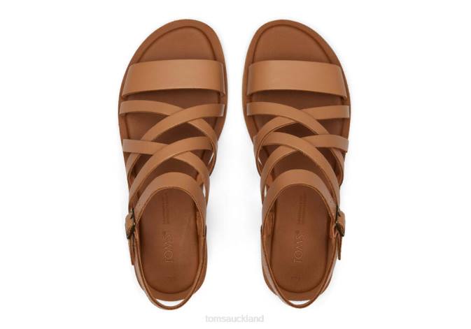 Women Sandy Beige Leather Toms Sephina Sandal Shoes R26T250