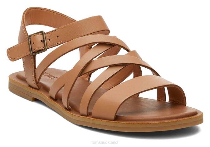 Women Sandy Beige Leather Toms Sephina Sandal Shoes R26T250