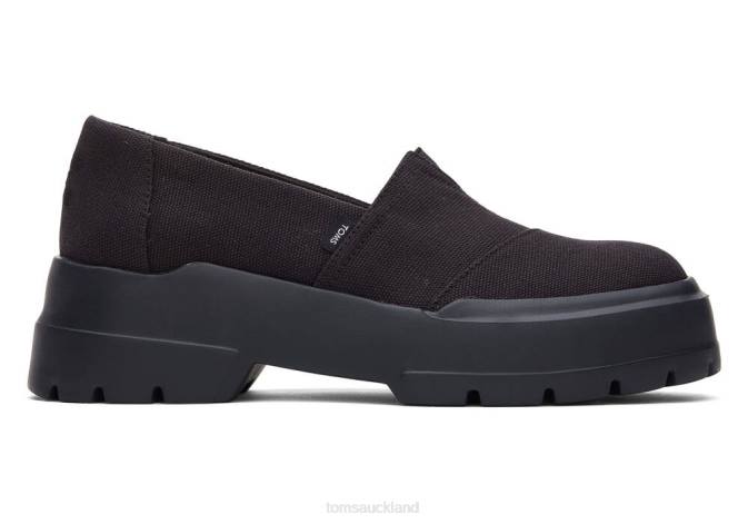 Women Black Canvas Toms Combat Low Shoes R26T278