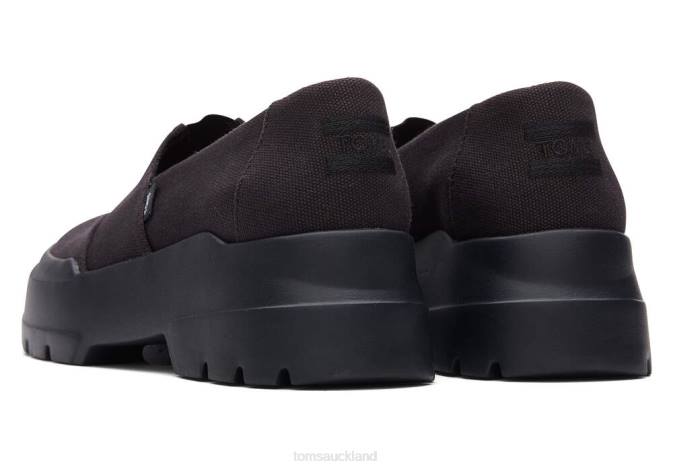 Women Black Canvas Toms Combat Low Shoes R26T278