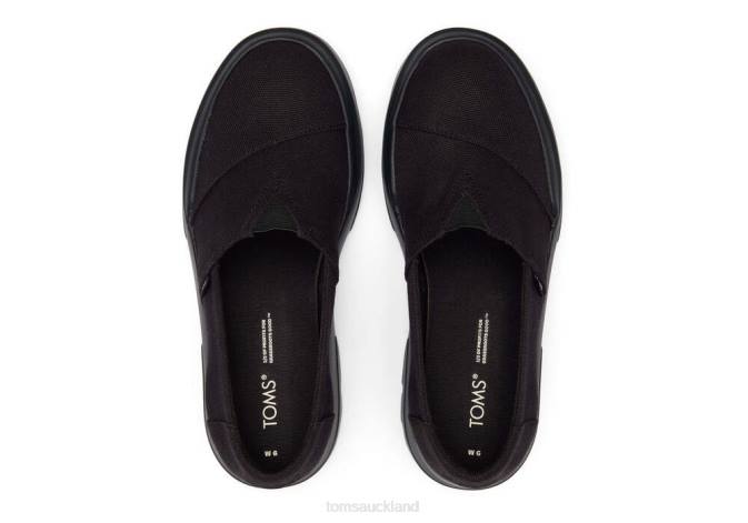 Women Black Canvas Toms Combat Low Shoes R26T278