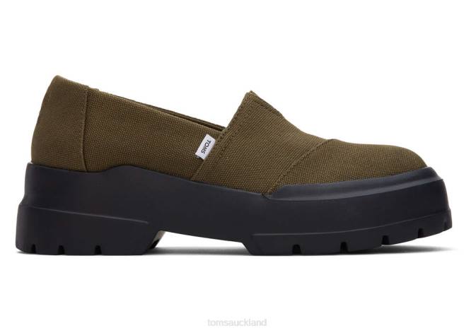 Women Dark Olive Toms Combat Low Shoes R26T276