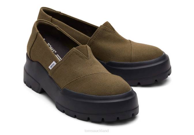 Women Dark Olive Toms Combat Low Shoes R26T276