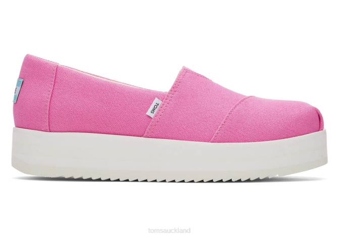 Women Pink Canvas Toms Alpargata Midform Espadrille Shoes R26T271