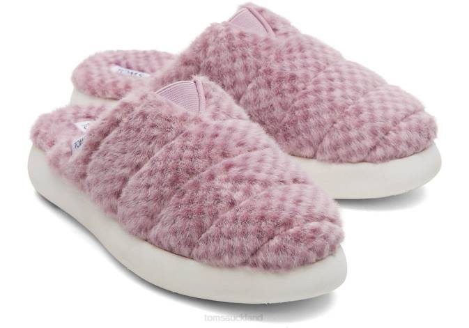 Women Pink Mohair Toms Mallow Mule Shoes R26T287