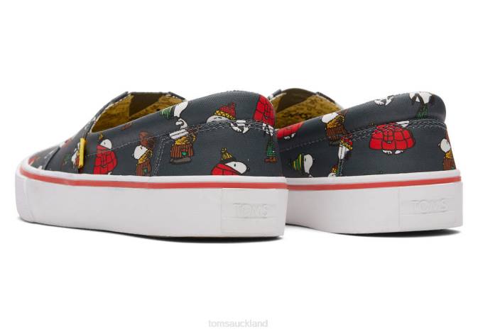 Women Print Matte Black Toms Fenix Slip On Snoopy Shoes R26T309